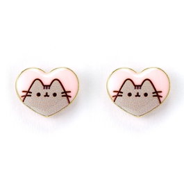 THE CARAT SHOP - Pendientes (boucles d'oreilles) en forme de cœur Pusheen, finition rose et dorée, en alliage de zinc