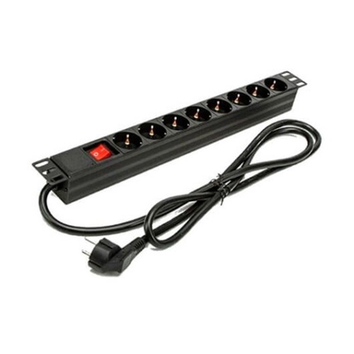 Phasak BNS 1518 - Réglette Rack 1U avec 8 Prises Schuko, Interrupteur, Câble 1,5 m, Noir, 3500W Phasak BNS 1518 - Réglette Rack 1U avec 8 Prises Schuko, Interrupteur, Câble 1,5 m, Noir, 3500W