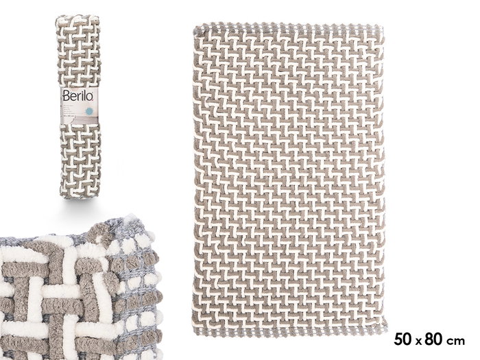 Berilo Tapis de bain gris 50x80 cm en polyester et coton (Set de 24) Berilo Tapis de bain gris 50x80 cm en polyester et coton (Set de 24)