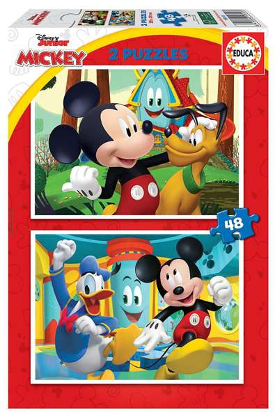 Educa 2x48 Puzzle Mickey Mouse Fun House - 96 Pièces, Âge 4-6 ans, Langues Espagnol et Anglais Educa 2x48 Puzzle Mickey Mouse Fun House - 96 Pièces, Âge 4-6 ans, Langues Espagnol et Anglais
