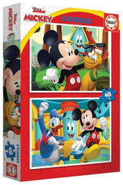 Educa 2x48 Puzzle Mickey Mouse Fun House - 96 Pièces, Âge 4-6 ans, Langues Espagnol et Anglais