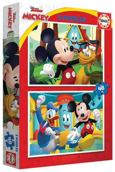 Educa 2x48 Puzzle Mickey Mouse Fun House - 96 Pièces, Âge 4-6 ans, Langues Espagnol et Anglais Educa 2x48 Puzzle Mickey Mouse Fun House - 96 Pièces, Âge 4-6 ans, Langues Espagnol et Anglais