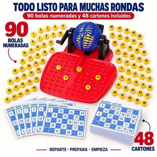 Jugatoys - enfamilia Jeu de Bingo 90 boules et 48 cartons