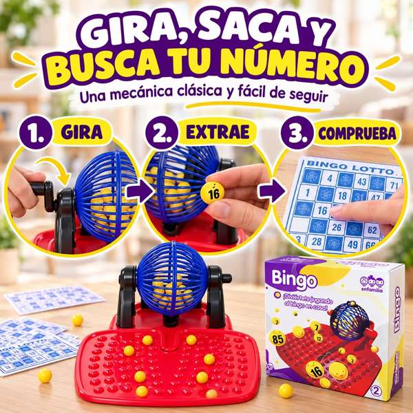 Jugatoys - enfamilia Jeu de Bingo 90 boules et 48 cartons