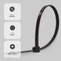 Hantums Sachet de 100 colliers de serrage en nylon 370x7,6mm Noir