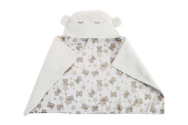 Creaciones Llopis Manta à capuche réversible motif ours en peluche 90 x 66 cm - Couverture polaire