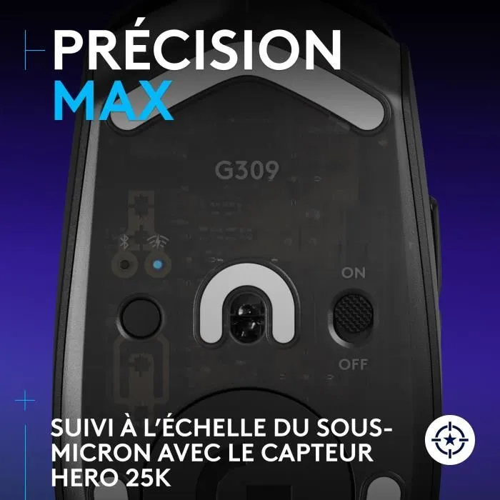 Logitech G G309 Souris Gamer Sans Fil LIGHTSPEED et Bluetooth, Capteurs LIGHTFORCE, Noir