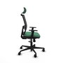 Chaise Yunquera Synchro 4 positions tissu Vert émeraude Maille Noir Base en nylon noir Accoudoir 1D Appui-tête 1D Roulettes 65mm nylon