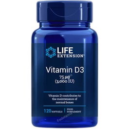 LIFE EXTENSION Vitamine D3 3 000 IU 120 Softgels