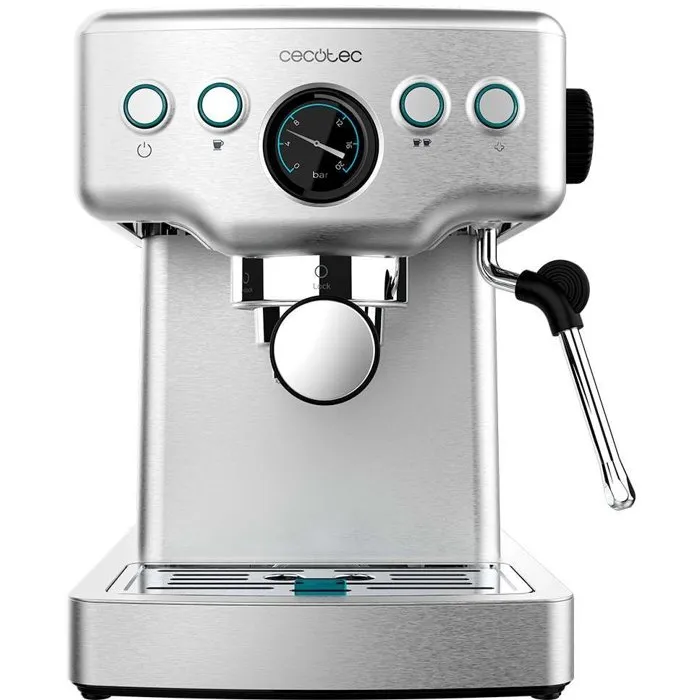 Cecotec Power Espresso 20 Barista Mini - Machine à café, 1465 W, 20 bars, 1,8 L, Inox - Machine à expresso compacte avec manomètre
