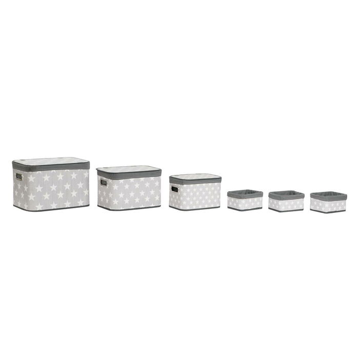 Set de basket DKD Home Decor Blanc Gris Bambou Bois MDF Etoiles 51 x 35 x 33 cm Set de basket DKD Home Decor Blanc Gris Bambou Bois MDF Etoiles 51 x 35 x 33 cm