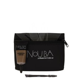 Nouba Set Maquillage 15 Pièces : Brosse à Sourcils + Gel Fixant Sourcils 7 ml + Pochettes de Voyage Textile Noire