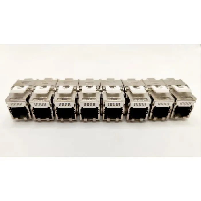 LINEAIRE Pack de 8 noyaux RJ45 Keystone Cat.6a (PRC624AK8) avec 2 façades colorées LINEAIRE Pack de 8 noyaux RJ45 Keystone Cat.6a (PRC624AK8) avec 2 façades colorées