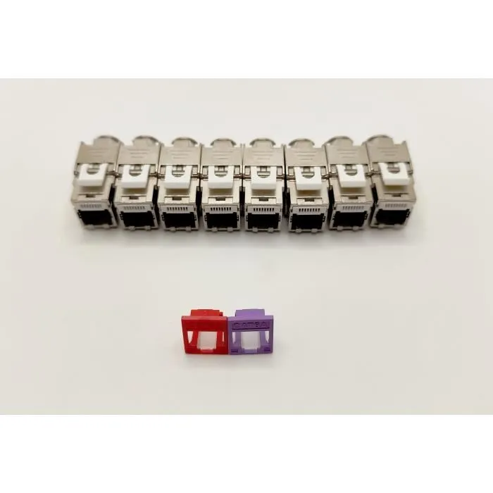LINEAIRE Pack de 8 noyaux RJ45 Keystone Cat.6a (PRC624AK8) avec 2 façades colorées LINEAIRE Pack de 8 noyaux RJ45 Keystone Cat.6a (PRC624AK8) avec 2 façades colorées