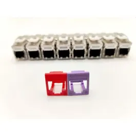 LINEAIRE Pack de 8 noyaux RJ45 Keystone Cat.6a (PRC624AK8) avec 2 façades colorées