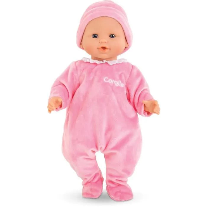 Corolle Pyjama et bonnet rose doux pour poupon 36 cm dès 2 ans - Vêtement de nuit en tissu résistant avec bandes auto-agrippantes