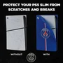 Konix - Coque de Protection Silicone pour PlayStation 5 Slim PS5 - Antichoc, Anti-rayures - Bleu - PSG - Facade