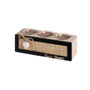 BigBuy Home Bougeoir HEARTS Blanc Noir Naturel Bois Verre Canne Bois MDF 22 x 8 x 7 cm