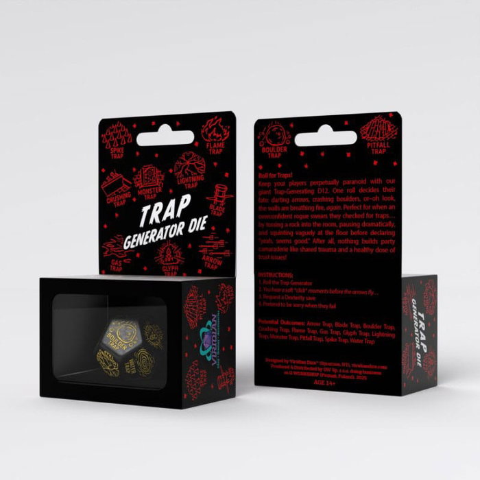 Viridian Jumbo dé Trap Generator Die D12 Noir