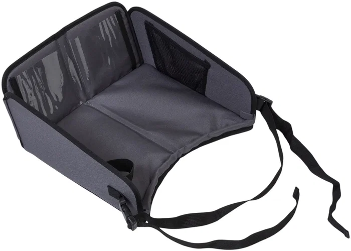 Tineo Plateau de Voyage Portable pour Enfant avec Compartiments et Support - Adapté aux Sièges Auto - Gris