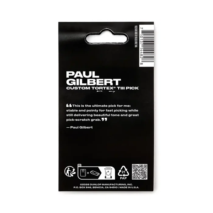 Dunlop Pack 12 Pièces Tortex TIII Paul Gilbert Custom - 0,73 mm Médiator
