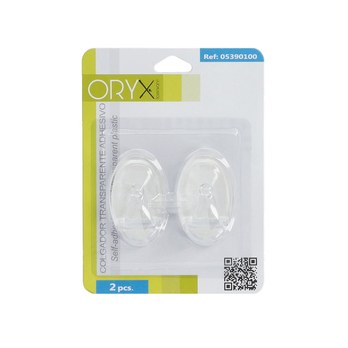 ORYX Crochet adhésif transparent grand format (blister de 2 unités)