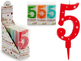 Arte Regal Bougie Anniversaire Chiffres Lot de 5 Assortis 1x17x8 cm (Set de 36)