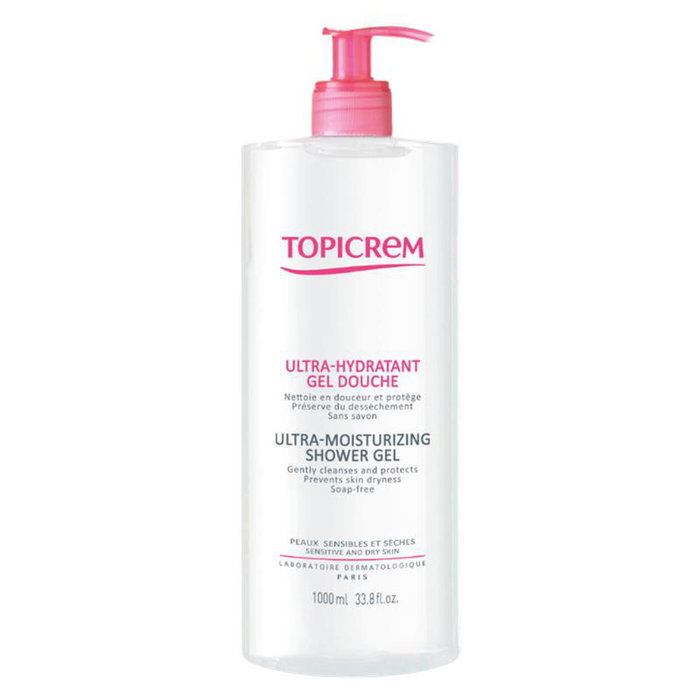 Topicrem Gel Nettoyant Doux UH 1000 ml - Pour Peaux Sensibles Visage, Corps et Cheveux, Sans Savon et Hypoallergénique Topicrem Gel Nettoyant Doux UH 1000 ml - Pour Peaux Sensibles Visage, Corps et Cheveux, Sans Savon et Hypoallergénique