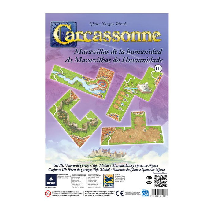 Devir Extension Carcassonne : Merveilles de l'Humanité 3, Jeu de Société, 4 Nouvelles Tuiles Stratégiques