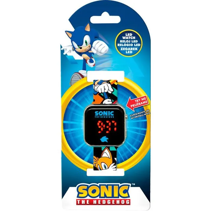 Kids Licensing Montre LED Sonic avec affichage heure/date - Écran personnalisable pour enfant - Dès 4 ans