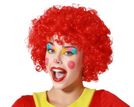 Perruque bouclée rouge pour clown avec volume 60g
