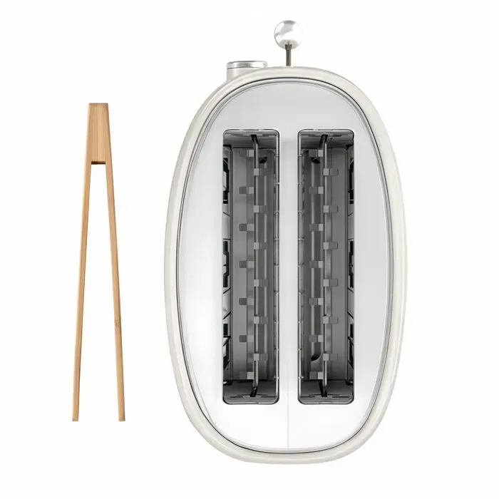 Sweiss Grille-Pain Vintage GRS8 - 2 fentes, 850W, Thermostat réglable (6 niveaux), Fonction décongélation, Ramasse-miettes - Beige