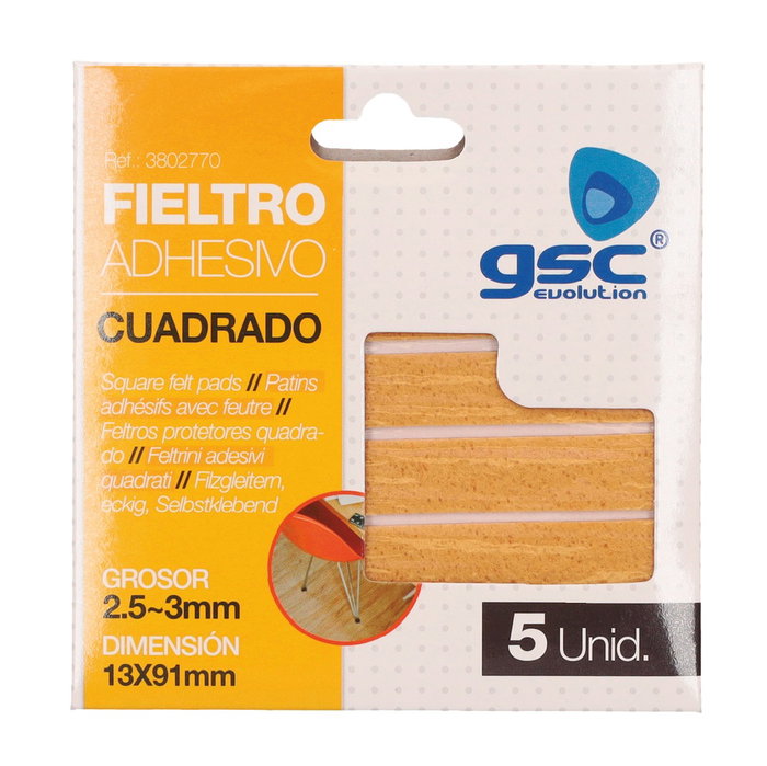 GSC Evolution Lot de 5 feutres adhésifs carrés 13x91mm - Marron