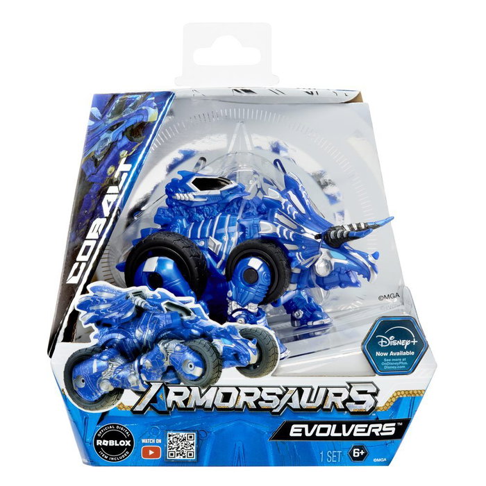 Armorsaurs Evolver Cobalt - Figurine 2 en 1 Bleu - Tricératops / Véhicule