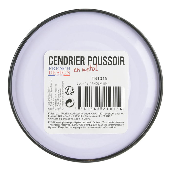 Totally Addict Cendrier de Pression Bistrot