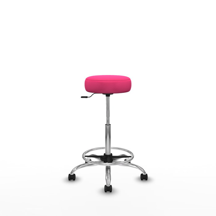 Tabouret Tolosa Pivotant Cuir écologique Non applicable Maille Rose Structure chromée Sans accoudoirs Sans appui-tête Roulettes pour moquette