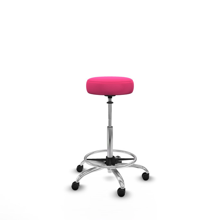 Tabouret Tolosa Pivotant Cuir écologique Non applicable Maille Rose Structure chromée Sans accoudoirs Sans appui-tête Roulettes pour moquette