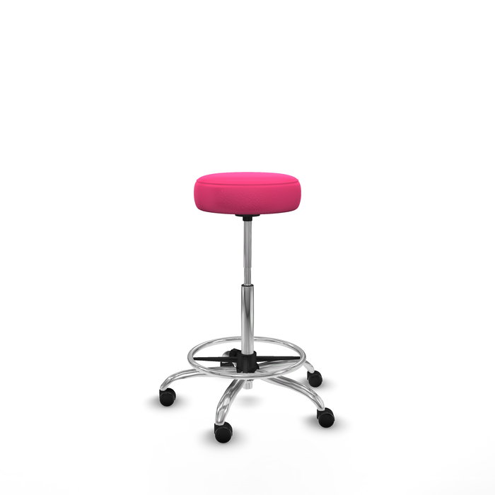 Tabouret Tolosa Pivotant Cuir écologique Non applicable Maille Rose Structure chromée Sans accoudoirs Sans appui-tête Roulettes pour moquette