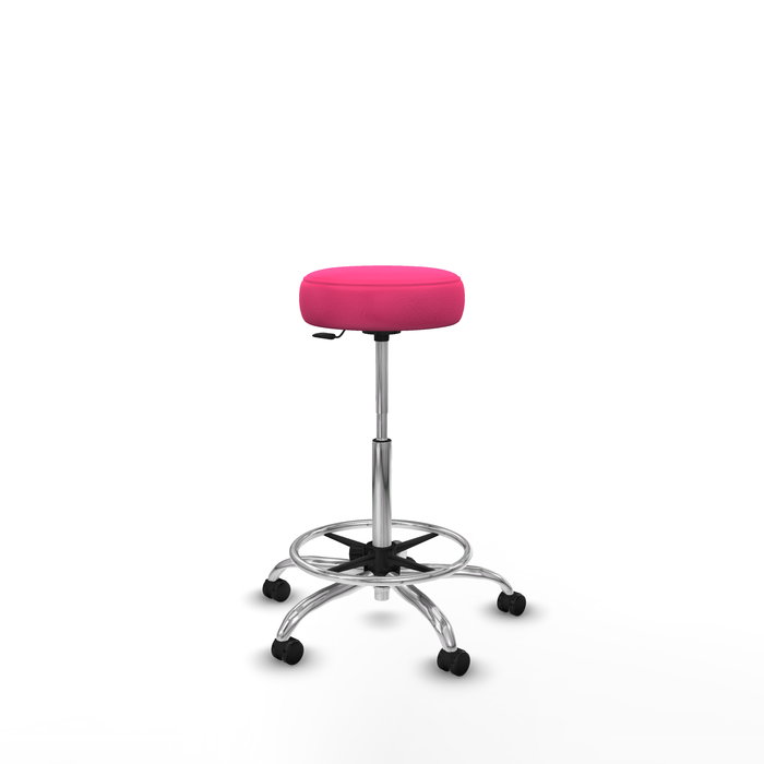 Tabouret Tolosa Pivotant Cuir écologique Non applicable Maille Rose Structure chromée Sans accoudoirs Sans appui-tête Roulettes pour moquette