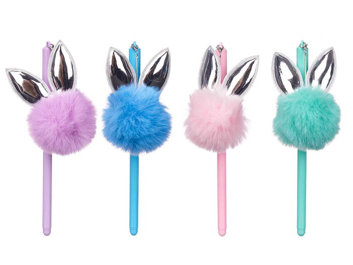 Pincello Stylo à Pompon Lapin Assortis Couleurs Aléatoires 7 x 19 x 4.5 cm (Set de 24)
