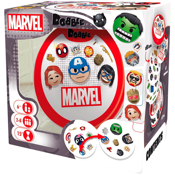 Asmodee - Dobble Marvel Emoji - Jeu de réflexion et rapidité pour trouver le symbole identique - À partir de 6 ans - Référence DOBMAR01ES