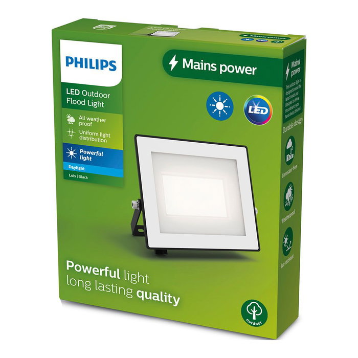 Philips Projecteur LED Lois 30W 3200lm 5000K Blanc Froid IP65 Noir