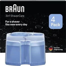 Braun CCR4 - Pack de 4 recharges cartouches de nettoyage pour station SmartCare - Nettoyage 10x mieux que l'eau, parfum citron