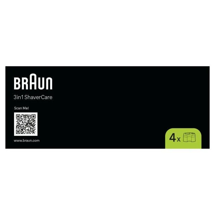 Braun CCR4 - Pack de 4 recharges cartouches de nettoyage pour station SmartCare - Nettoyage 10x mieux que l'eau, parfum citron
