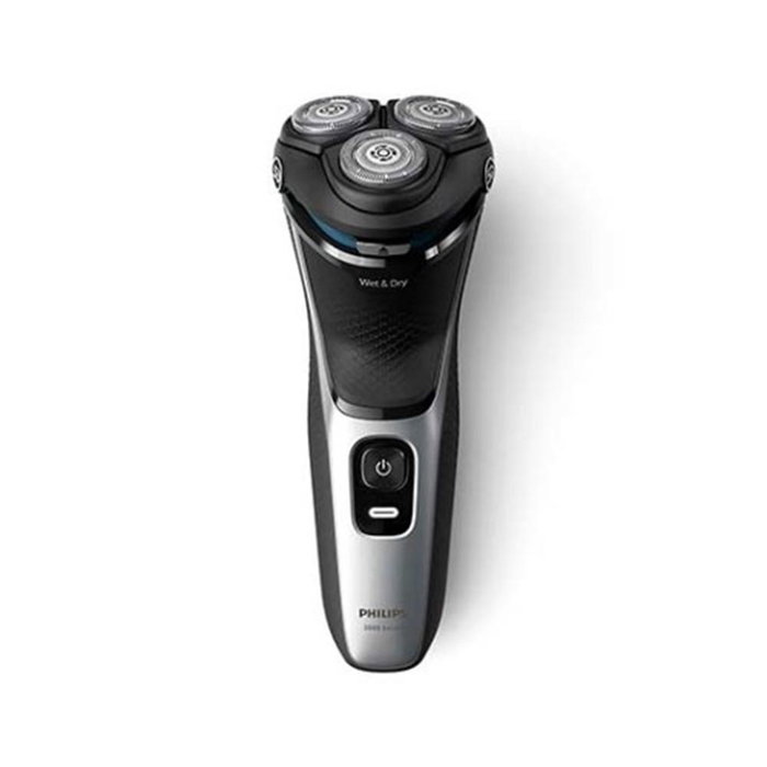 Philips Rasoir électrique Series 3000 S3143 Wet & Dry, 27 lames PowerCut autoaffûtables, recharge USB, noir et argent