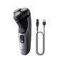 Philips Rasoir électrique Series 3000 S3143 Wet & Dry, 27 lames PowerCut autoaffûtables, recharge USB, noir et argent
