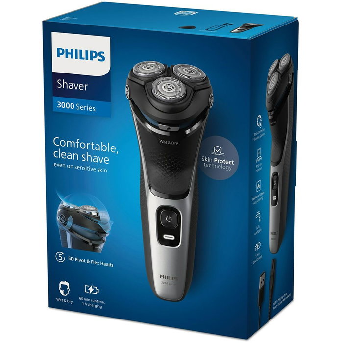 Philips Rasoir Électrique Série 3000 S3143/00 Noir et Argenté