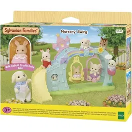 Sylvanian Families 5745 - Aire de Jeu des Bébés avec Balançoires, Toboggan, Ascenseur Tulipe et Bébé Lapin Crème