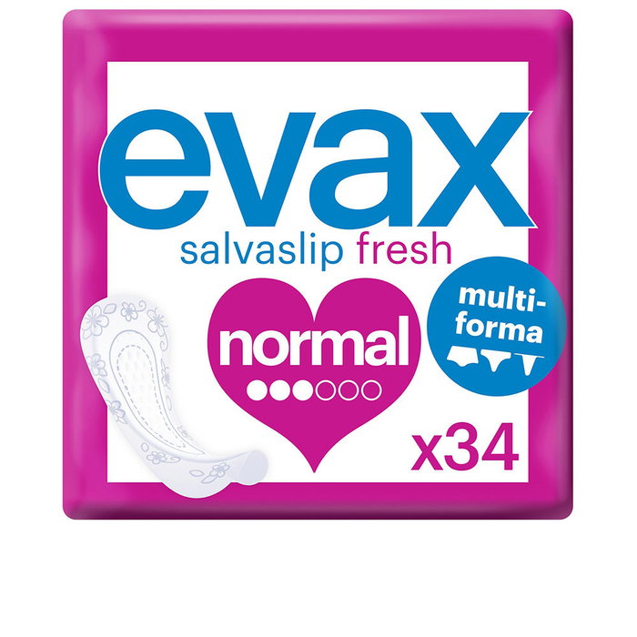 Evax Protège-slips Fresh Multiform Normaux, 34 unités - Protection quotidienne, bords flexibles, testés dermatologiquement Evax Protège-slips Fresh Multiform Normaux, 34 unités - Protection quotidienne, bords flexibles, testés dermatologiquement