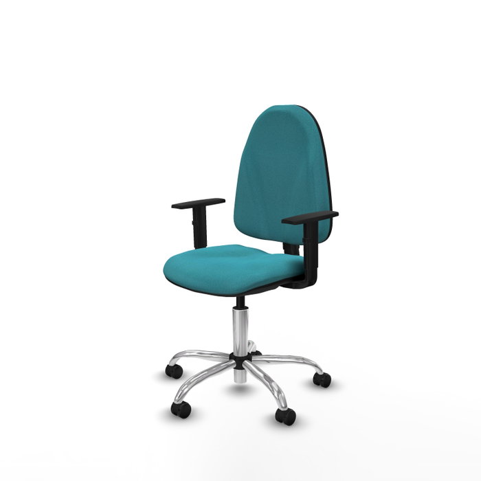 PIQUERAS Y CRESPO Chaise de bureau Algarra, tissu turquoise, base chromée
